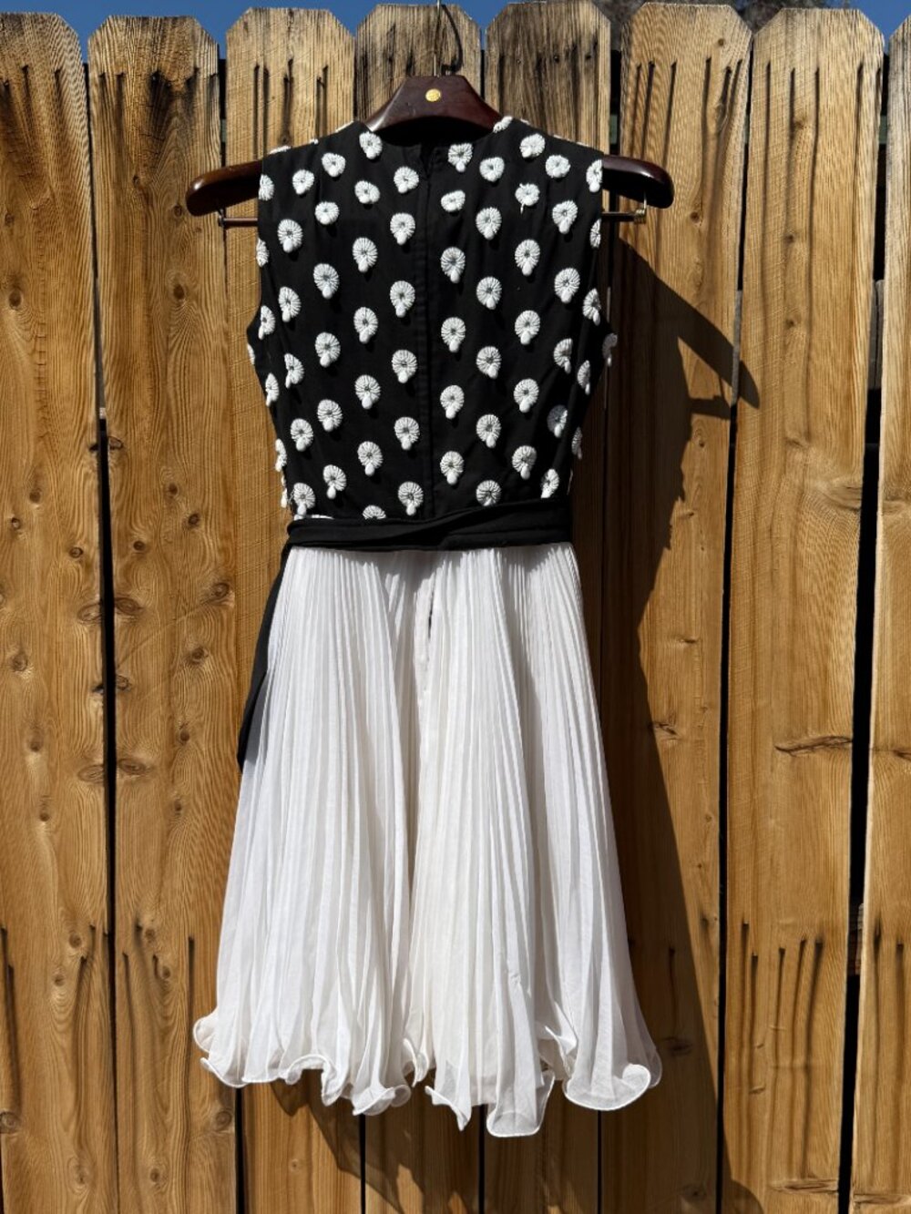 Vintage 60s O'Brien's Sleeveles Beaded Pleated Chiffon Cocktail Dress Medium - Picture 8 of 16